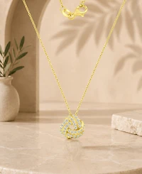 Macy's 14k Gold Over Sterling Silver Cubic Zirconia Pave Knot Necklace