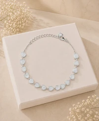 Macy's Rhodium Over Sterling Silver Moonstone Heart Frontal Bracelet