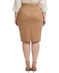 Ny Collection Plus Pencil Knee-Length Faux Suede Skirt
