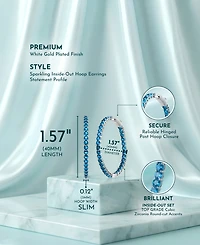 Rhodium Plated Cubic Zirconia Hoop Earrings