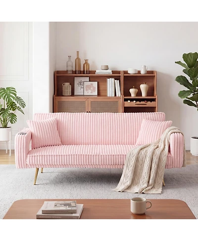 Streamdale Furniture Corduroy Convertible Sofa Bed with Pillows