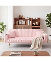Streamdale Furniture Corduroy Convertible Sofa Bed with Pillows
