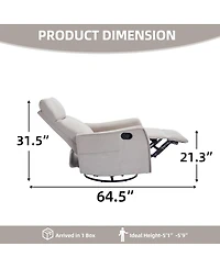 Streamdale Furniture Fabric Manual Recliner Chair with Heat, Massage, Rocker and Swivel