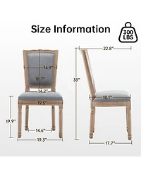 Streamdale Furniture Farmhouse Solid Wood Dining Chairs, Cushioned Linen Seat,Set of 2