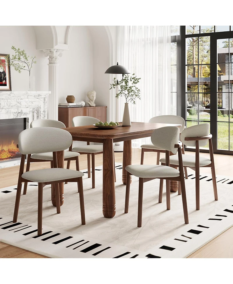 Streamdale Furniture Solid Wood Chenille Dining Chairs, Set of 2