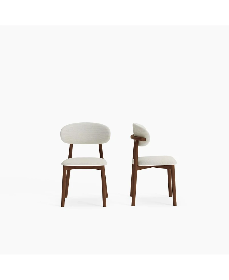 Streamdale Furniture Solid Wood Chenille Dining Chairs, Set of 2