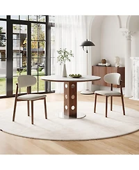 Streamdale Furniture Solid Wood Chenille Dining Chairs, Set of 2