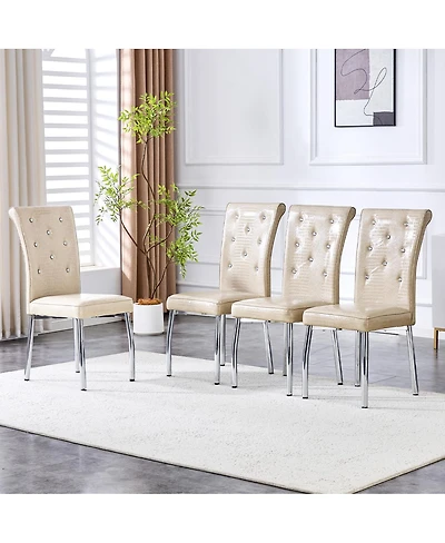 Streamdale Furniture 4 piece Vintage Crocodile Leather Cushioned Dining Chairs
