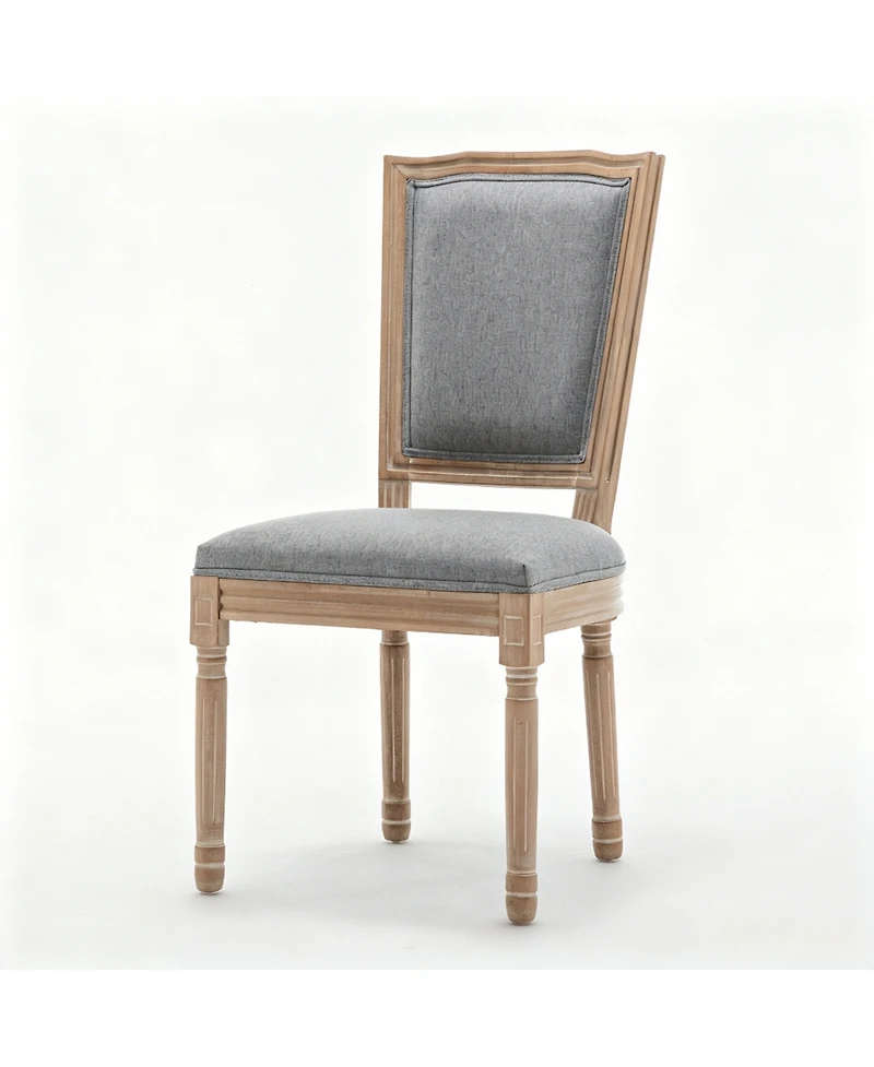 Streamdale Furniture Farmhouse Solid Wood Dining Chairs, Cushioned Linen Seat,Set of 2