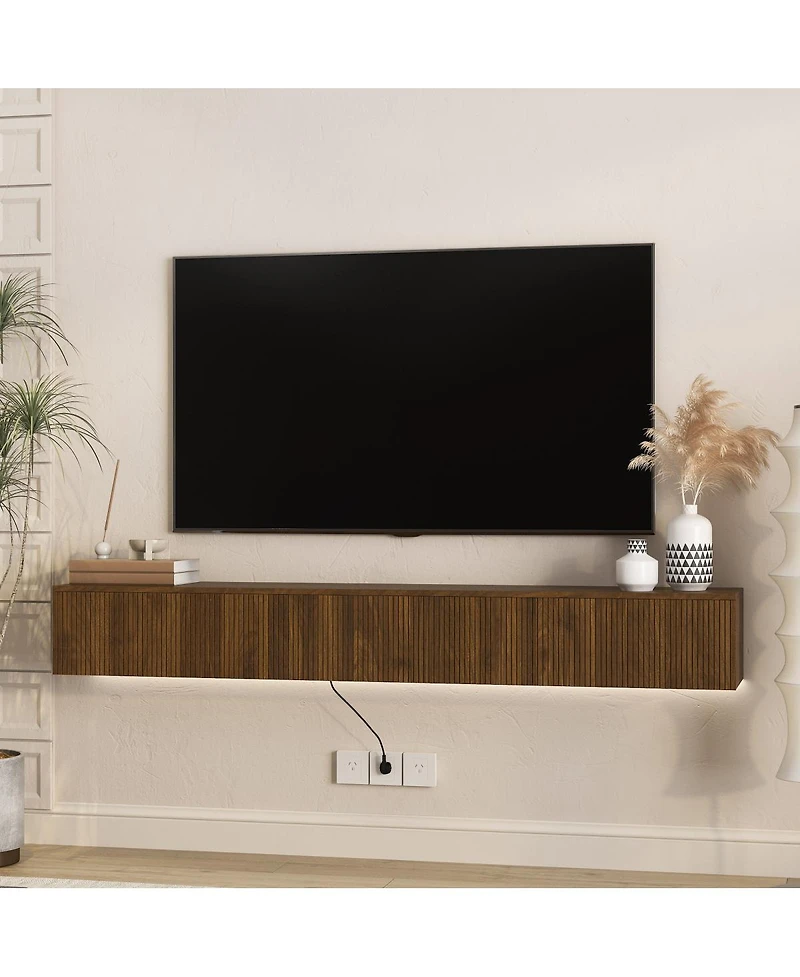 Streamdale Furniture 69" Led Floating Tv Stand Wall Mounted Entertainment Center for 55-65" Tv