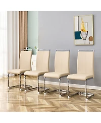 Streamdale Furniture Set of 4 Champagne Pu Upholstered Modern Dining Chairs