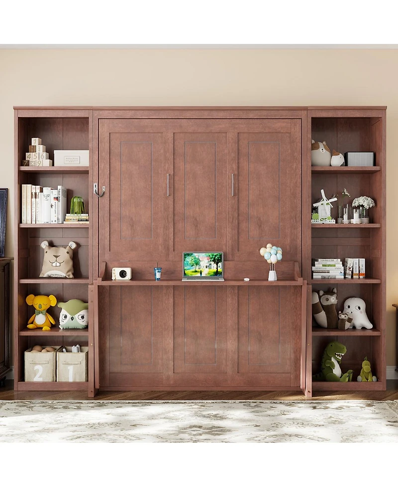 Streamdale Furniture Queen Size Murphy Bed with Desk Bookshelf