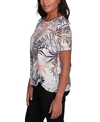 Alfred Dunner Petite Warm Palm Tree Tropical Short-Sleeve T-Shirt