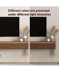 Streamdale Furniture Floating Tv Stand with Led Lights and Power Outlet