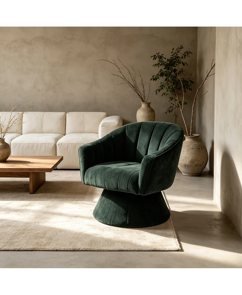 Streamdale Furniture Corduroy 360-Degree Swivel Accent Barrel Chair