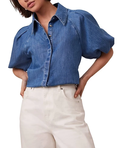 Mint Velvet Women's Denim Puff Sleeve Shirt