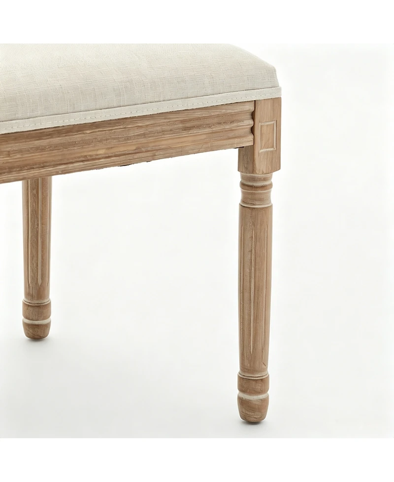 Streamdale Furniture Farmhouse Solid Wood Dining Chairs, Linen Seat, Set of 2