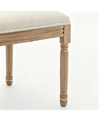Streamdale Furniture Farmhouse Solid Wood Dining Chairs, Linen Seat, Set of 2