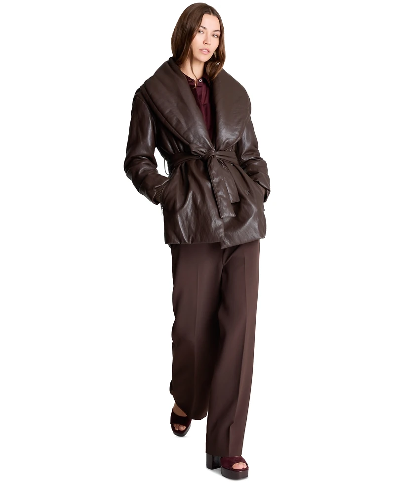 Kenneth Cole Women's Shawl Collar Belted Coat