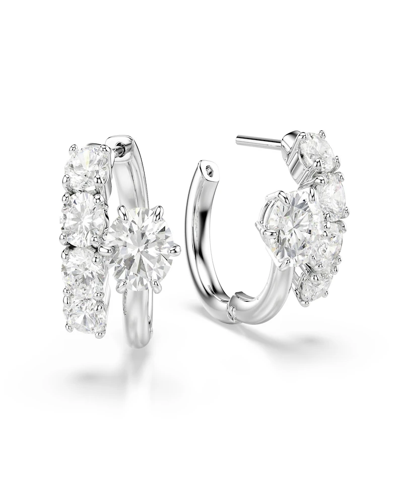Swarovski Sterling Silver-Plated White Crystals Earrings