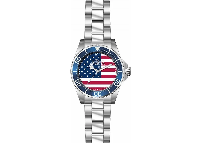Invicta Pro Diver 50415 Men's 45mm Quartz Watch - Red, White and Blue Dial, Stainless Steel Bracelet