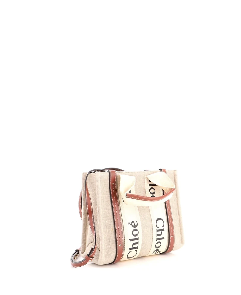 Pre-Owned Chloe Small Woody Convertible Tote Canvas with Leather