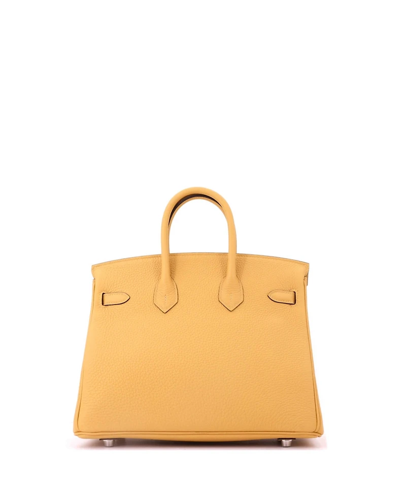 Pre-Owned Hermes Birkin 25 Handbag Yellow Togo with Palladium Hardware