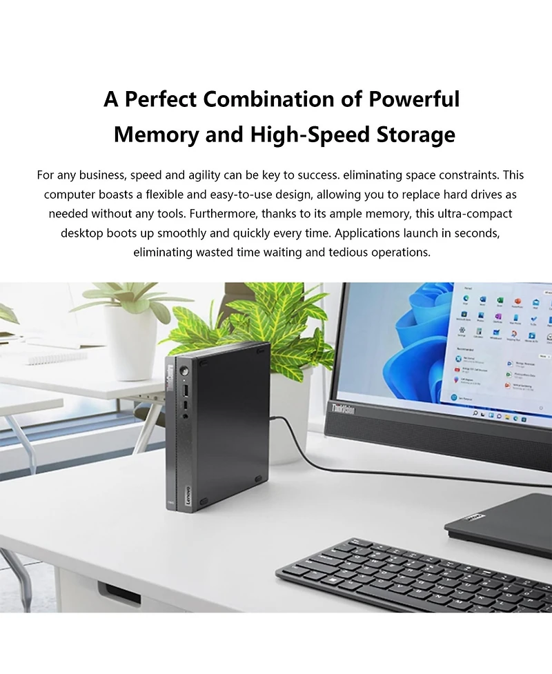 Lenovo ThinkCentre neo 50q Business Mff Desktop, Intel Core i5-13420H, Intel Uhd Graphics, 16GB DDR4, 2TB Ssd, Wi-Fi 6, Win11 Pro, Black