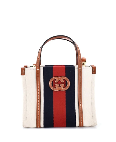 Pre-Owned Gucci Mini Interlocking G Web Tote Canvas