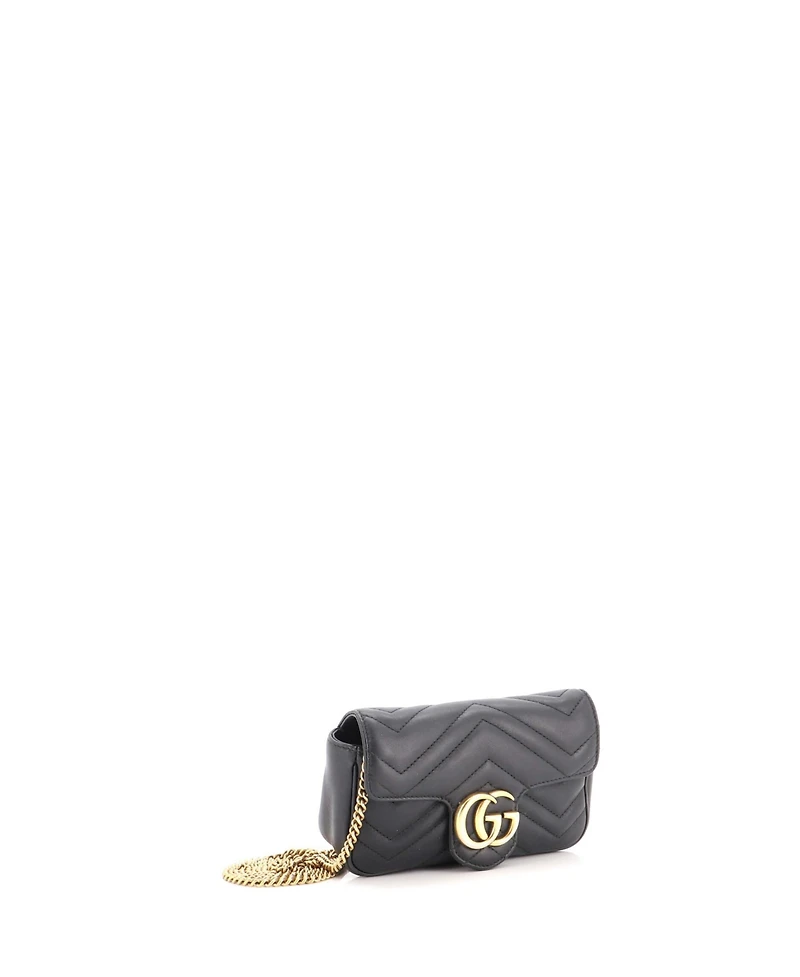 Pre-Owned Gucci Super Mini Gg Marmont Flap Bag Matelasse Leather