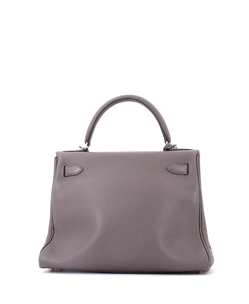 Pre-Owned HERMES Kelly Handbag Clemence with Palladium Hardware