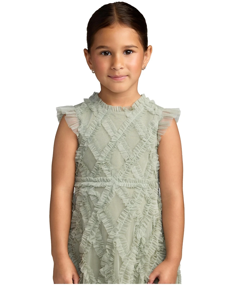 Mac Duggal Big Girls Ruffle Mesh Midi Dress