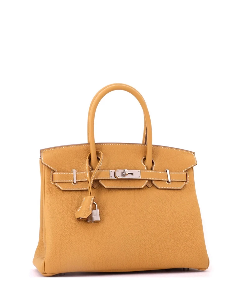 Pre-Owned Hermes Birkin 30 Handbag Light Togo with Palladium Hardware