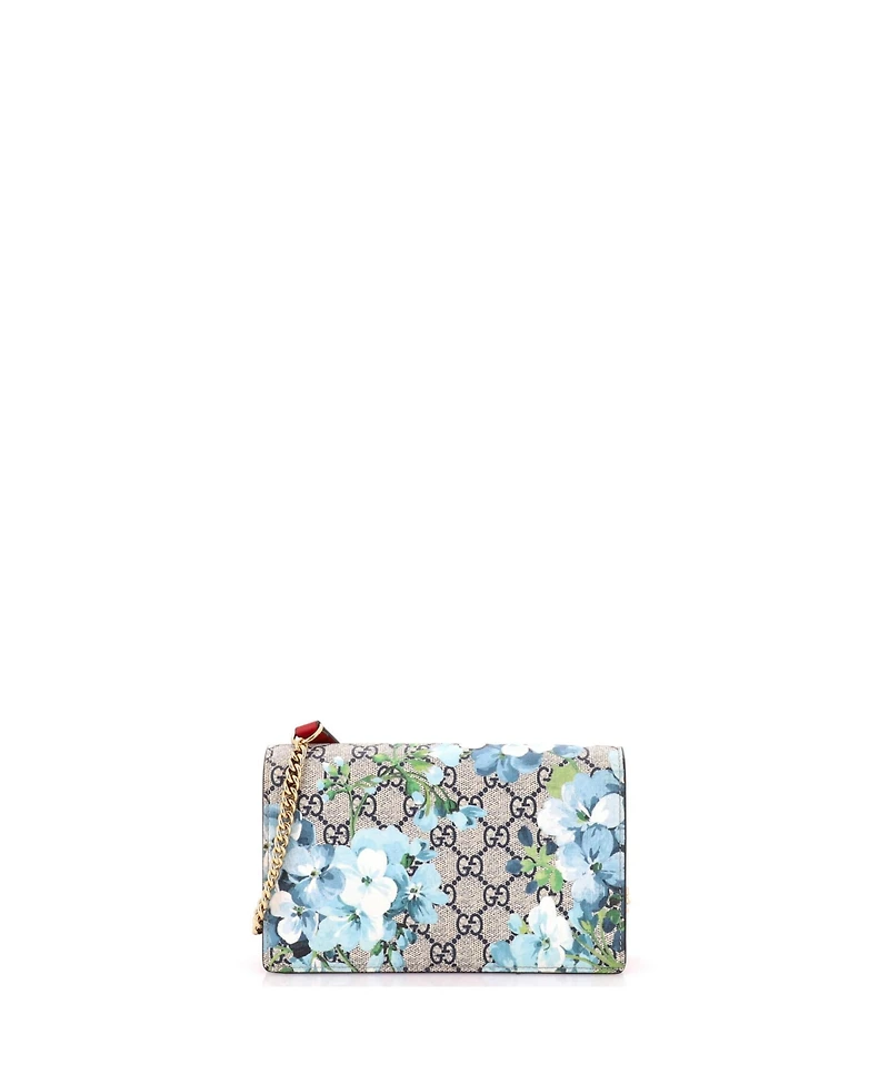 Pre-Owned Gucci Chain Wallet Blooms Print Gg Coated Canvas