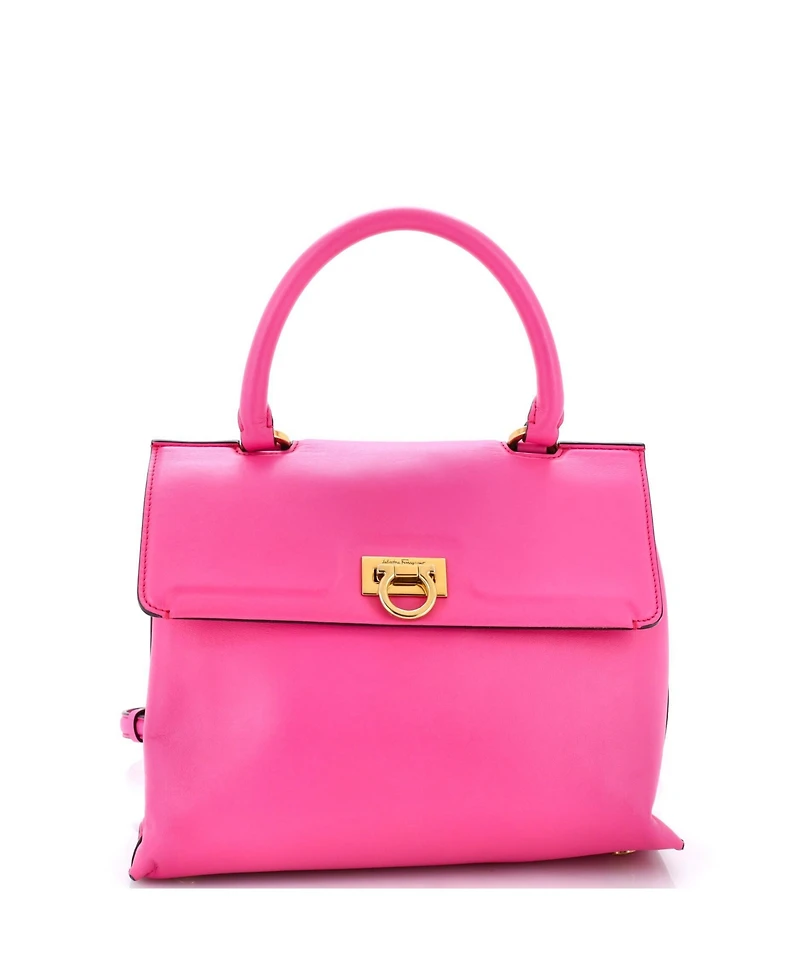 Pre-Owned Salvatore Ferragamo Small Trifolio Top Handle Bag Leather