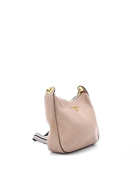 Pre-Owned Prada Medium Striped Strap Zip Hobo Vitello Daino