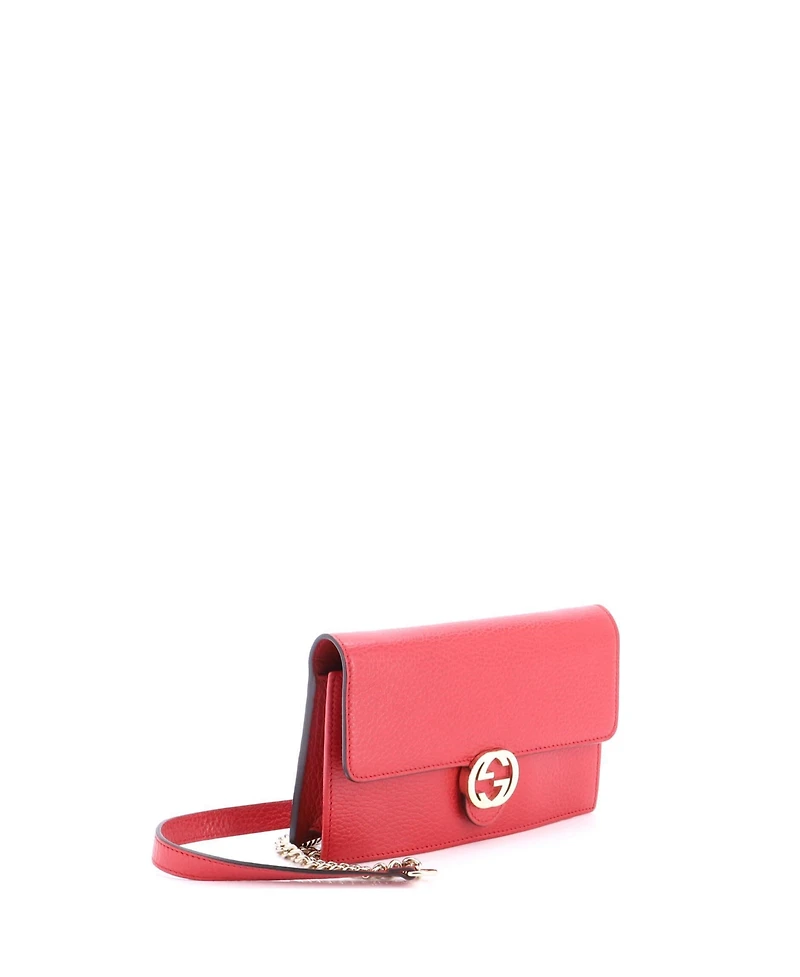 Pre-Owned Gucci Interlocking Wallet on Chain Leather