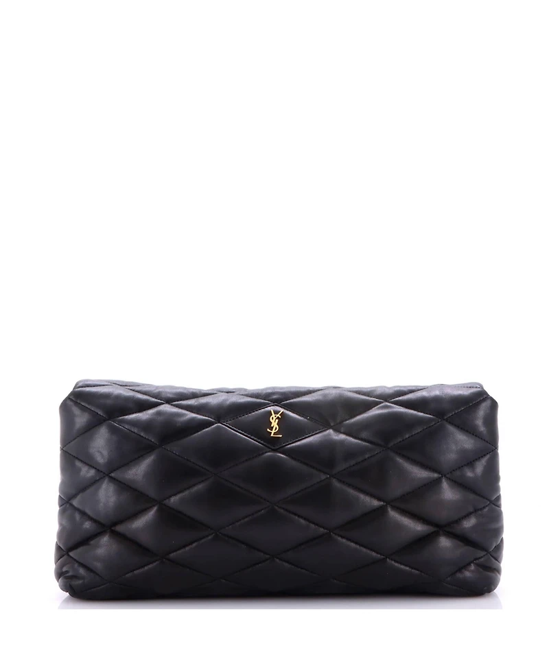 Pre-Owned Saint Laurent Large Sade Puffer Envelope Clutch Quilted Leather