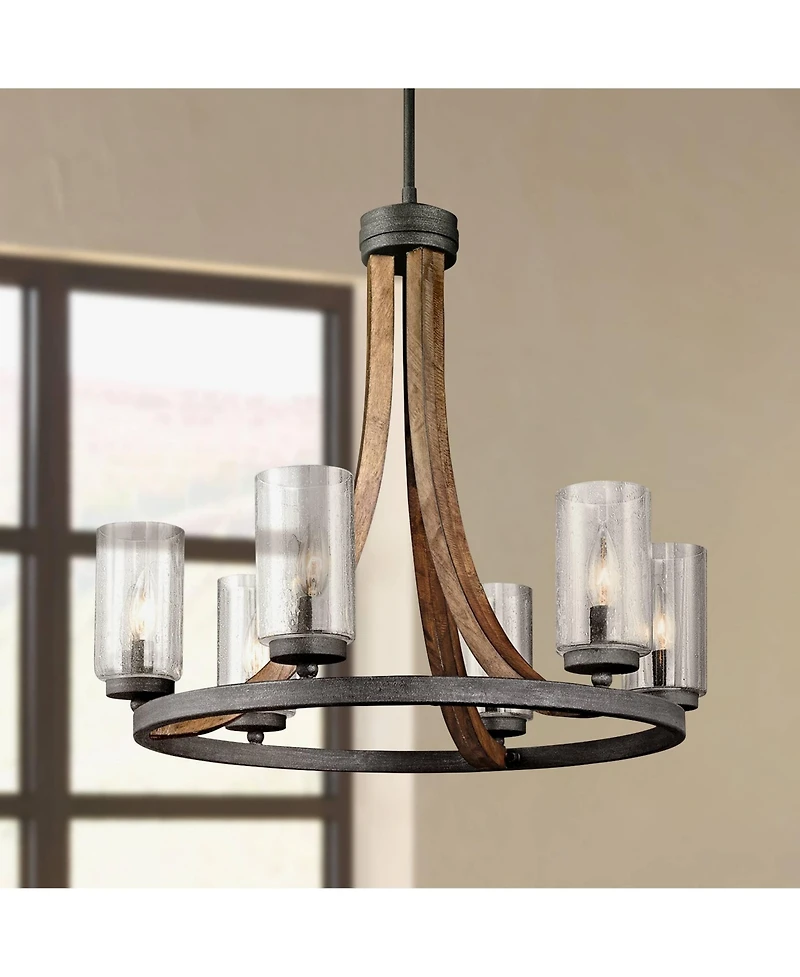 Kichler Grand Bank 25" Wide Metal and Wood Uplight Ring Chandelier