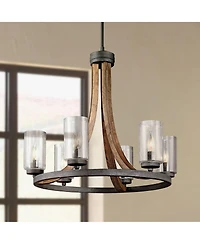 Kichler Grand Bank 25" Wide Metal and Wood Uplight Ring Chandelier