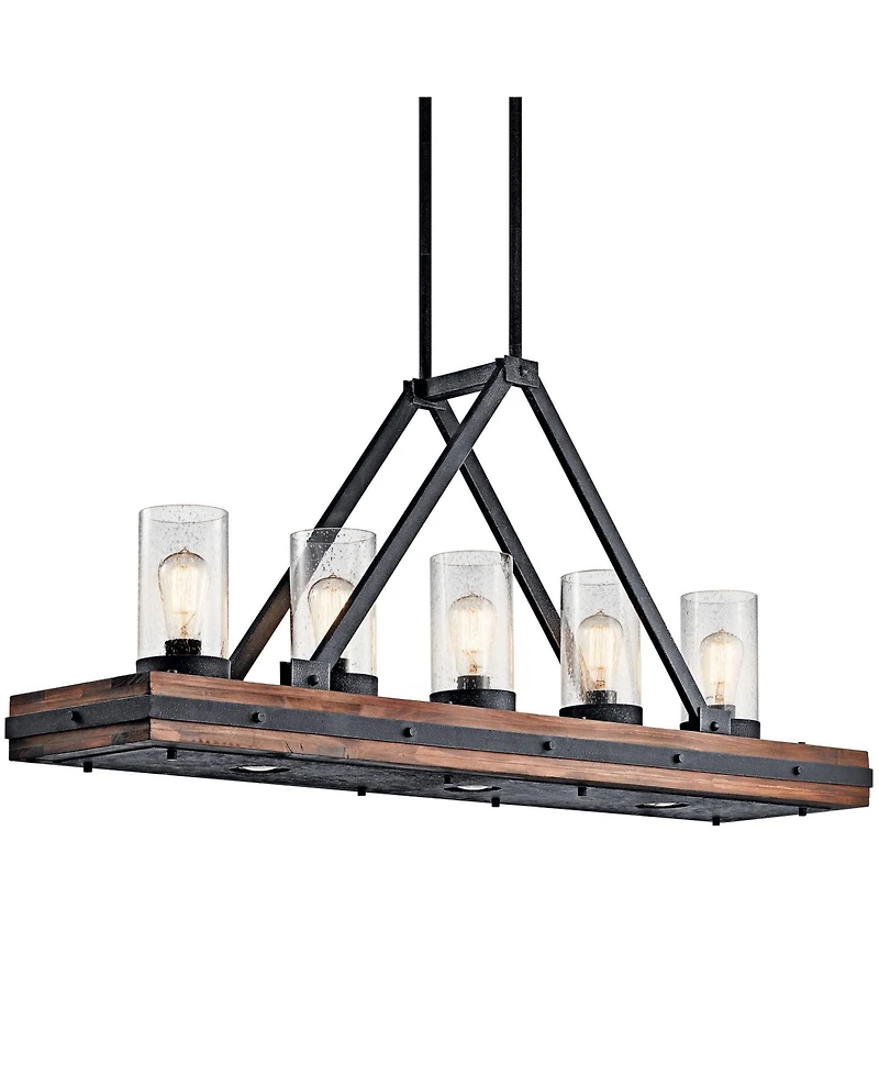 Kichler Colerne 46 1/2" Wide Black Auburn Wood 5-Light Island Pendant