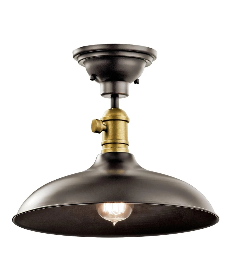 Kichler Cobson 12" Wide Bronze Rustic Industrial Dome Pendant Light