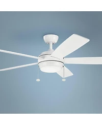 60" Kichler Starkk Matte White Led Ceiling Fan with Pull Chain