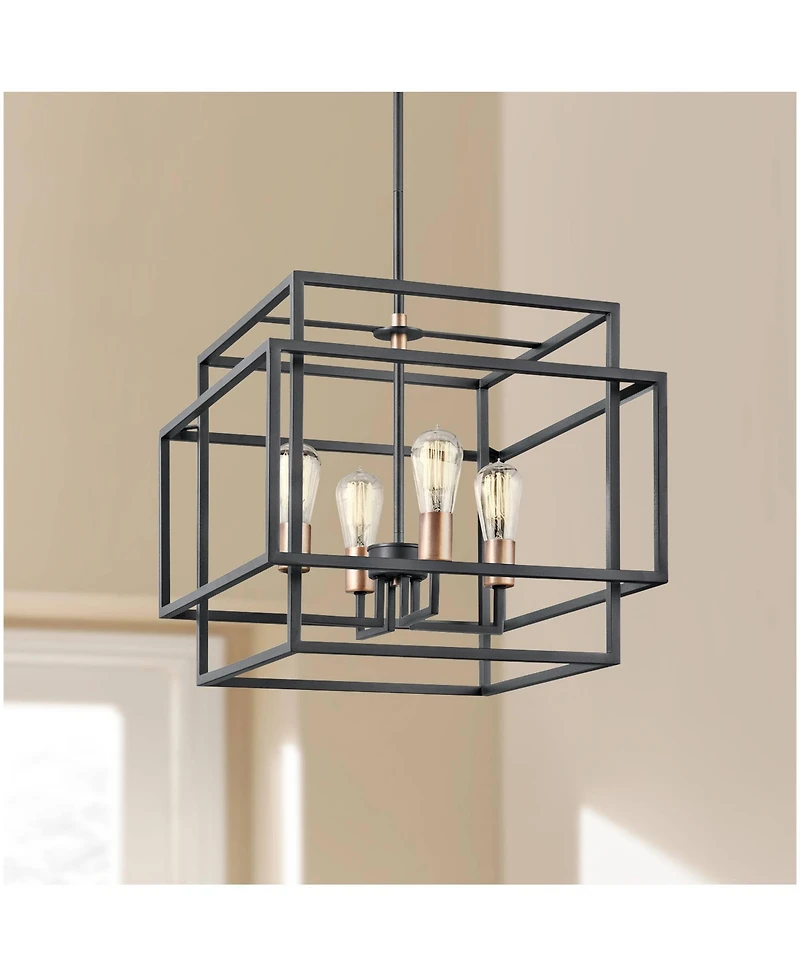 Kichler Taubert 18"W Black Steel Open-Cube 4-Light Pendant