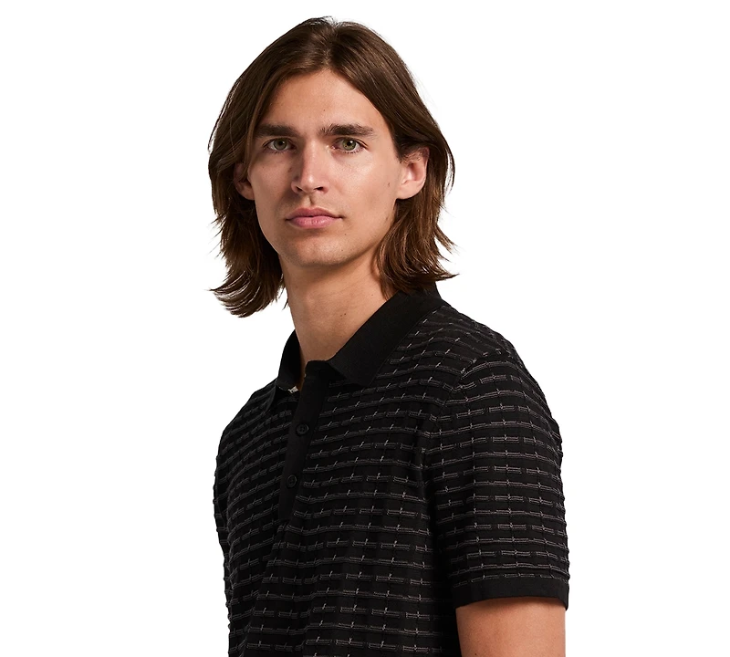 Perry Ellis Men's Grid Jacquard Polo Sweater