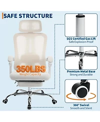 Office Chair Ergonomic High Back Mesh with Adjustable Headrest Lumbar Support Retractable Footrest 350 lbs Capacity Swivel Desk Chair for Home Office