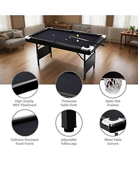 6 ft Pool Table, Folding Billiards Table with Accessories Set, Portable Pool Table Includes Balls, 2 Cue Sticks, Chalk and Brush for Home Game Room