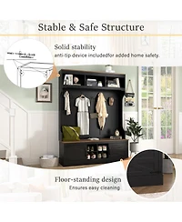 Streamdale Furniture 71" Farmhouse Hall Tree with Bench and Shoe Storage