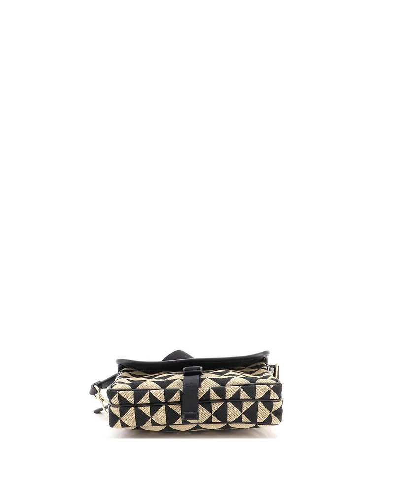 Pre-Owned Prada Small Symbole Front Pocket Zip Messenger Jacquard