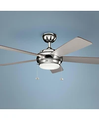 52" Kichler Starkk Polished Nickel Led Ceiling Fan with Pull Chain